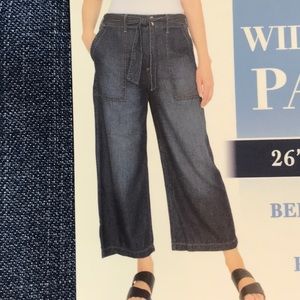 Seven7 Wide Leg Crop Pant Belted Patch Pockets